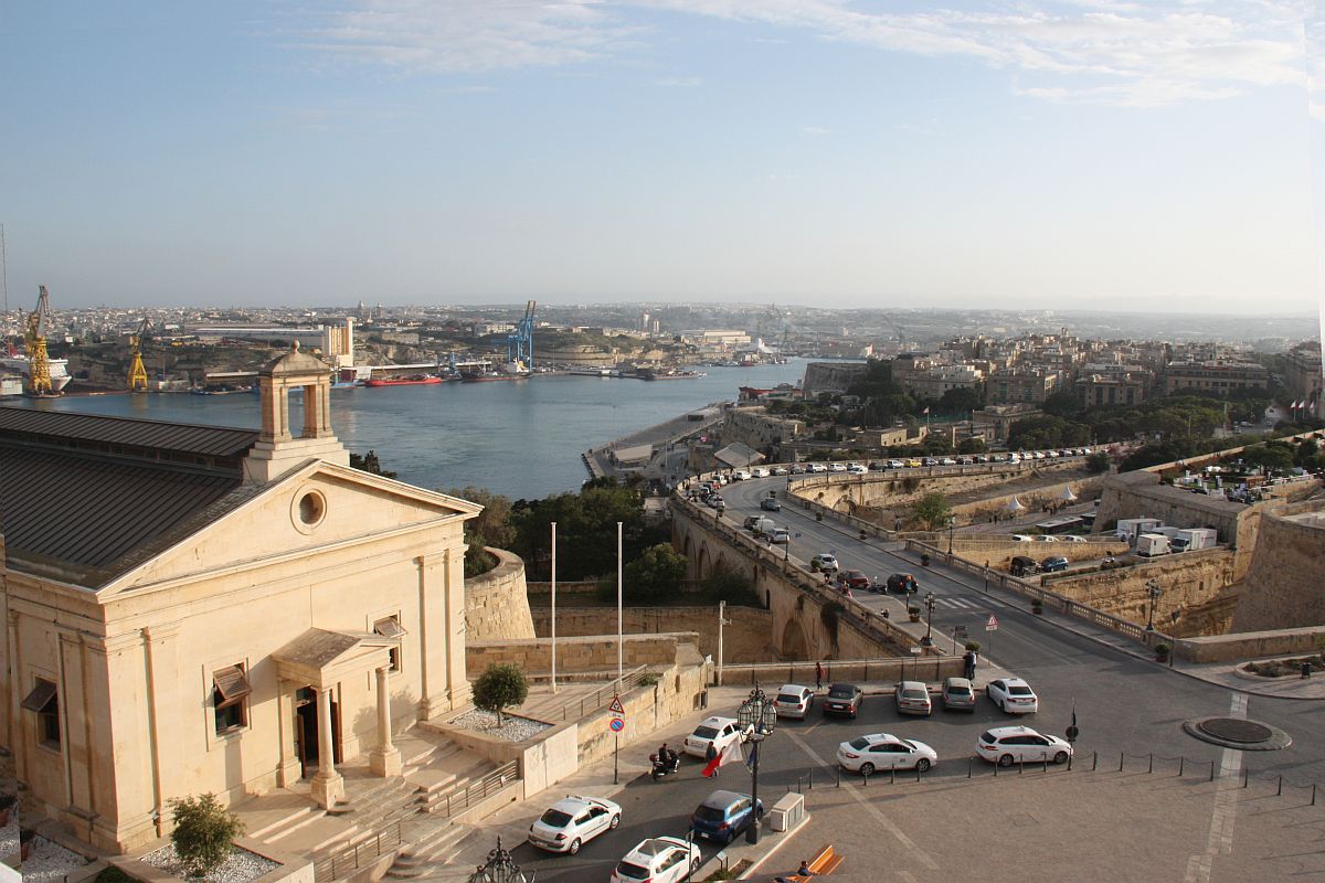Breath taking views from Le Cinq restaurant in Valletta